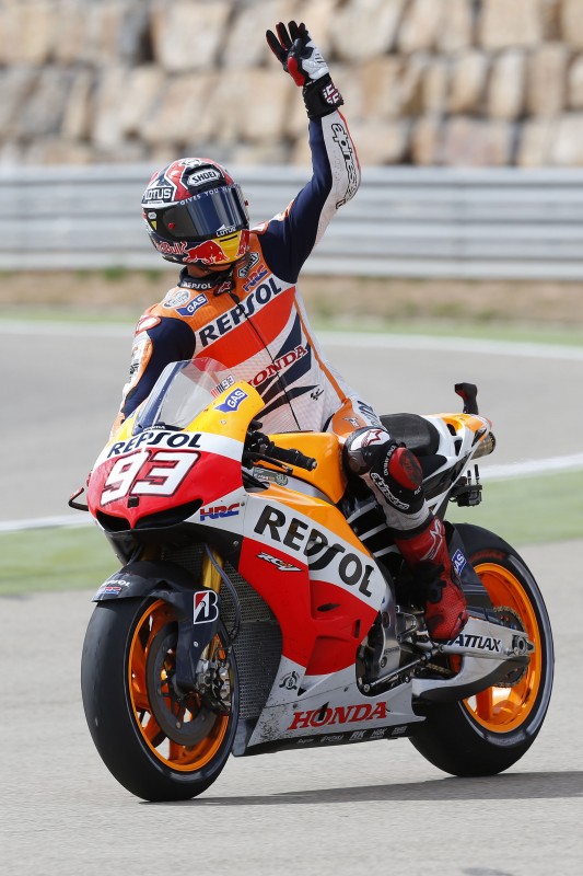 Repsol Honda's Marc Marquez leads the way in France