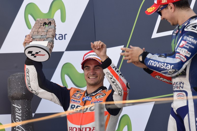 Magnificent second place for Pedrosa after intense battle with Rossi but Marquez crashes out on lap two